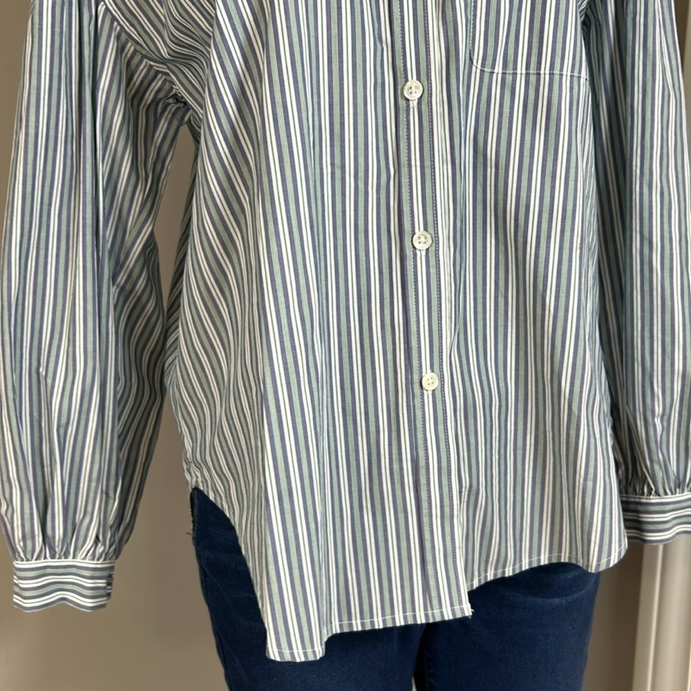 Rails Janae Bank Stripe Button Down Shirt Bank Stripe Drop Shoulder Eco Sz S New — image 6 of 8